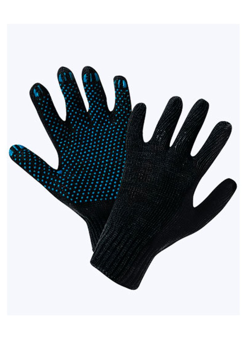 Перчатки хб 5-х нитка с ПВХ точка ГОСТ, черные